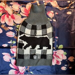 Petrageous Black and White Plaid Bear sweater